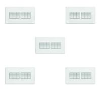 5 PACK 6 Gang Multi Light Switch SCREWLESS MATT WHITE 2 Way 10A Slim Rocker