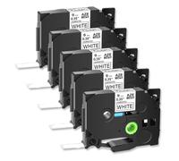 5-Pack 9mm Black on White Laminated Label Tape Compatible with TZe-221 for PT-1000 and Other Compatible Printers