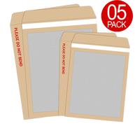 (5 Pack, A4 / C4 - 324mm x 229mm) PLEASE DO NOT BEND HARD CARD BOARD BACKED ENVELOPES MANILLA BROWN A4 A3 A5 C6 A6