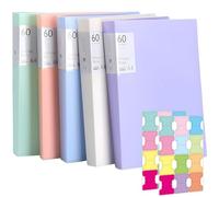 5 Pack A4 Display Folder with Plastic Sleeves, 60 Pockets Portfolio Binder, Presentation, Certificate, Project, Art, Recipe & Sheet Music Document Folder for Schools, Offices & Individuals - 5 Colours