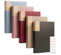 5 Pack A4 Display Folders with Plastic Sleeves, 40 Pockets Presentation Folder Set Display Book for Certificates & Art Portfolio, Professional Document Organiser for School & Office - Retro Colours