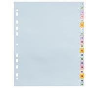 5 Pack A4 Extra Wide 1-20 Numbered 20 Part File Subject Dividers Assorted Pastel Colours