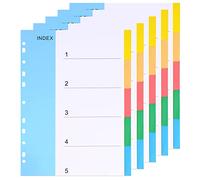 5 Pack A4 File Dividers 5 Part, 11-Hole Subject Divider, Card Folder Dividers, File Index Dividers with Multi Hole Punched, A4 Dividers for Ring Binders Paper Binder Dividers