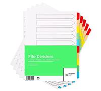 [5 Pack] A4+ File Dividers Extra Wide 10 Part Plain Tabs A4+ Extra Wide Subject Dividers 10 Part Without Numbers Multipunched Reinforced Colour Tabs 150gsm