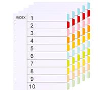 （5 Pack）A4 Folder Dividers 10 Part-10 Colours File Dividers A4 Writable Cardstock Folder Dividers 11 Holes Punched with Digital Covers Index Dividers Fit All A4 Portrait File Dividers