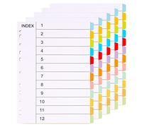 （5 Pack） A4 Folder Dividers 12 Part-12 Colours File Dividers A4 Writable Cardstock Folder Dividers 11 Holes Punched with Digital Covers Index Dividers Fit All A4 Portrait File Dividers