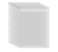 5 Pack A4 Size Plastic Binder Pockets,4 Holes Waterproof PVC Folders Loose Leaf Bag forBudgeting Loose Leaf Bags Planner Insert Pouches Photo,Document, Stamp & Die Storage Bills Organizer