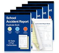 5 Pack Accident Book A5 School Accident Report Book Incident Report Carbonless Duplicate Book 2-Part 50 Sets with Both Copies Perforated for Schools Educational Institutions