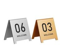5 Pack Acrylic Table Numbers 1-5/6-10/11-15...Modern Minimalist Table Number Tents, Double Side Numbered Table Tents for Wedding Reception, Party, Banquet, Restaurant, Cafe, Hotel(Silver-6CM,41-45)