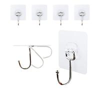 5 Pack Adhesive Wall Hooks Heavy Duty with Stainless Steel Hooks 2kg (Max) Nail Free Self Adhesive Hooks Practical Strong Ceiling Hooks for Bathroom Kitchen Office "