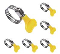 5 Pack Adjustable Stainless Steel Hose Clips with Yellow Thumb Screw, Worm Drive Jubilee Clamps for Water Pipe, Washing Machine, Gas Hose & Plumbing 5PCS Large C 12 (One Size)