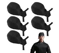 5-Pack Adjustable Tall Chef Hats - Restaurant Service Skull Hat for Men and Women, Black