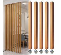 5 Pack Adjustable Wooden Slats Room Divider - 8-10 Ft Tall Column for Salon Dining Room & Home Office - Sturdy ion with Feet Support (90cm/35.4in)