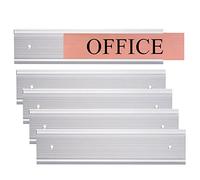 5 Pack Aluminum Wall or Door Name Plate Holder, Wall Mount Office Door Sign Holder with Double Sided Tape, for Business Department, Meeting Room, Room Number (Silver, 2" x 10")