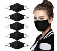 5 Pack Anti-fog Face Protective Shield with Nose Wire for Glasses Wearers,Breathable Cotton Face Guard with 10 Activated Carbon Filters for Adults,Haze Dust Face Covering for Outdoor Holiday Party