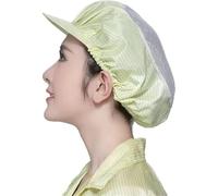 5 Pack Anti-Static Dome Breathable Mesh ESD Caps | Dust-Proof Elastic Hair Covers for Cleanrooms Workshops (Yellow)