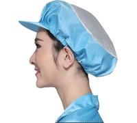 5 Pack Anti-Static Dome Breathable Mesh ESD Caps | Dust-Proof Elastic Hair Covers for Cleanrooms Workshops (Blue)