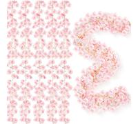 5 Pack Artificial Silk Cherry Blossom Garland Vines Fake Cherry Garland | 180cm Pink Cherry Blossom Vine Garland. Bendable, waterproof. Ideal for weddings, parties, home & outdoor decor.