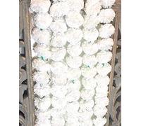 5 pack Artificial White Marigold flower garlands/strings 5 ft long- for use in parties, celebrations, Indian weddings, Indian themed event, decorations, house warming, photo prop, Diwali, Ganesh Fest