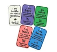 5 Pack Autistic ID Support Tags, I Am Autistic Communication Lanyard Support Tag, Emergency Communication Alert Badge for Special Needs & Non-Verbal, Lanyard and Backpack Ready