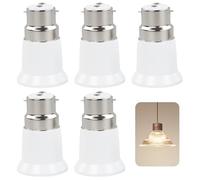 5 Pack B22 To E27 Socket Converter, Bayonet to Screw Bulb Adaptor, Light Bulb BC to ES Lamp Base Adapter, Fitting Adaptor for LED Bulbs Incandescent Bulbs Ceiling Fan