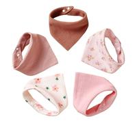 5-Pack Baby Bandana Dribble Bibs, Cotton Baby Drool Bibs with Adjustable Snaps for 0-36 Months Newborns, Toddlers, Super Soft and Absorbent (Pink)