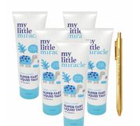 5 Pack Baby Liquid Talc 250ml - Talc-Free Baby Powder Alternative That Dries Like Powder - Mess-Free Nappy Rash Protection for Newborn & Sensitive Skin + Omoge Pen | Family Value Pack