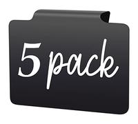 5 Pack Basket Labels Clip On - Storage Labels for Baskets, Bins, Boxes, Pantry - Plastic Chalkboard Tag - Clip On Blackboard Label - Black