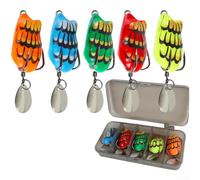 5 Pack Bass Fishing Floating Frog Lure Set with Noise Maker and Carbon Steel Hooks for Topwater Fishing Success