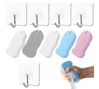 5 Pack Bath Sponge, Shower Sponge with Hooks, Resuable Bath Sponges Multipack, Gentle Rinse Free Bath Sponges for Sensitive Skin, Shower Sponge for Adults and Kids