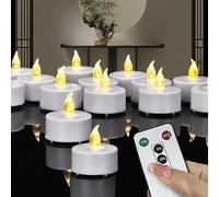 5 Pack Battery Operated Led Tea Lights Candles with Remote Control, Flickering Flameless Candles with Timer, Long Lasting 400+ Hours Electric Candles for Home Decor, Wedding, Halloween (Warm Yellow)