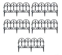 5-Pack Black PP Garden Border Fence for Flower Beds & Vegetable Gardens - 33 cm x 60 cm Decorative Landscape Edging with Curved Retro Design and Se