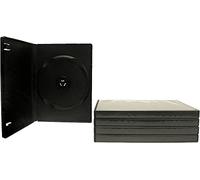 (5-Pack) Black Standard 14mm Empty Single DVD Replacement Cases - Hold One Disc Each - Durable with Clear Wrap-Around Sleeve and Inner Booklet Tabs