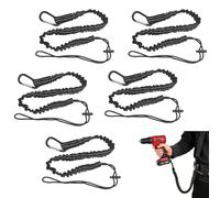 5 Pack Black Tool Lanyard with Spring Carabiner&Adjustable Loop,Tool Tether | 90-130cm Stretch Safety Tether, 10KG Max Load Fall Protection for Working at Height Scaffolding Tools