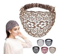 5-Pack Bohemian Floral Headwraps for Women, Wide Lace Hair Bands with Beaded Accents, Stretch Bandanas for Fashion and Style (One Size)