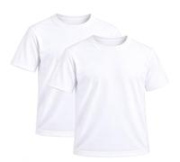 5 Pack Boys Unisex100% Cotton Plain Tee Shirts T-Shirt Plain Top Age 7 to 13 (UK, Age, 13 Years, Regular, White 2 Pack)
