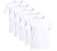 5 Pack Boys Unisex100% Cotton Plain Tee Shirts T-Shirt Plain Top Age 7 to 13 (UK, Age, 13 Years, Regular, White)