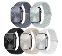 5 Pack Braided Stretchy Bands Compatible with Apple Watch Bands Women Men 38mm 40mm 41mm 42mm 44mm 45mm 46mm 49mm,Nylon Solo Loop Elastic Straps Cloth Wristbands for iWatch All Series 1-10 SE Ultra