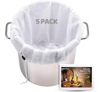 5 Pack Brew Bags Reusable, Extra Large 26"x22" Fine Mesh Strainer Bag for Home Brewing Hops Grains Wine Beer Making Drawstring Straining Brew in a Bag