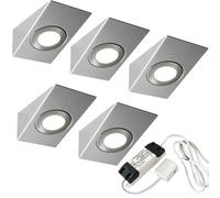 5x 2.6W LED Kitchen Wedge Spot Light & Driver Kit Stainless Steel Warm White
