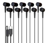 5 Pack Bulk Wired Earbuds, USB-C, in-Ear, Mic, Compatible with Phone, Tablet, Laptop, PC for School, Online Class, Meeting, Conference, Practice, Test, Black