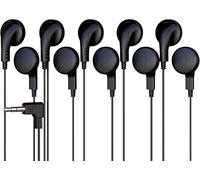 5 Pack Bulk Wired Earphones, In Ear Earbud Headphones with 3.5mm Jack, 4ft Tangle Free Cable, Comfortable Fit, Affordable and Cost Effective, Ideal for School Classroom Testing Students, Black