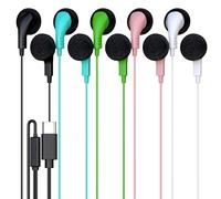 5 Pack Bulk Wired Earphones, USB-C, in-Ear, Mic, Compatible with Phone, Tablet, Laptop, PC for School, Online Class, Meeting, Web Conference, Test, Mix