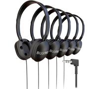 5 Pack Bulk Wired On-Ear Rubber Headphones with 3.5mm Connector, Black