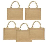 5-Pack Burlap Tote Bags For Weddings, Diy Blank Jute Bags With Handles, Perfect For Bachelorette Parties, Beach Trips, And Market Shopping, 9.8 X 7.1 X 5.1 In