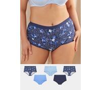 5 Pack Butterfly Print High Waisted Full Briefs Yours Blue 14-16