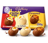 5 Pack Cadbury Creme Egg Selection Gift Pack 5x40g, 1 White Chocolate, 2 Caramel & 2 Classic, Easter Egg Hunt Perfect For Easter Egg Hunt School Offices Bulk