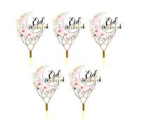 5 Pack Cake Toppers Set Eid Theme Holiday Decors Party Supplies Birthday Cakes Decorations For Festival Easy To Use Cake Sticks