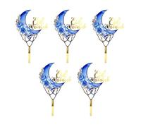 5 Pack Cake Toppers Set Eid Theme Holiday Decors Party Supplies Birthday Cakes Decorations For Festival Easy To Use Cake Sticks
