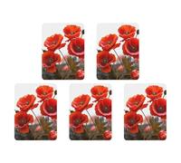 5-pack Car Aromatherapy Tablets Poppy Flowers Vivid Petals Printed Air Fresheners Pendant Car Deodorant Decorative Accessories Quickly Eliminate Car Odors